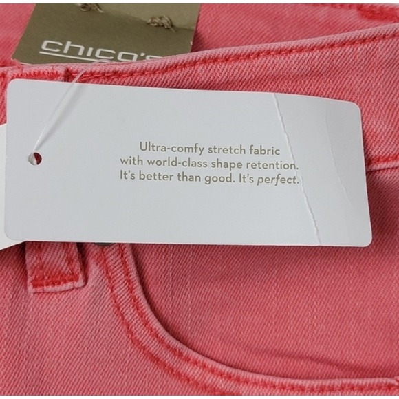 Chico's NEW Women's Size 10 Coral Perfect Girlfriend Slim Capri Fray Hem Jeans - Picture 11 of 15